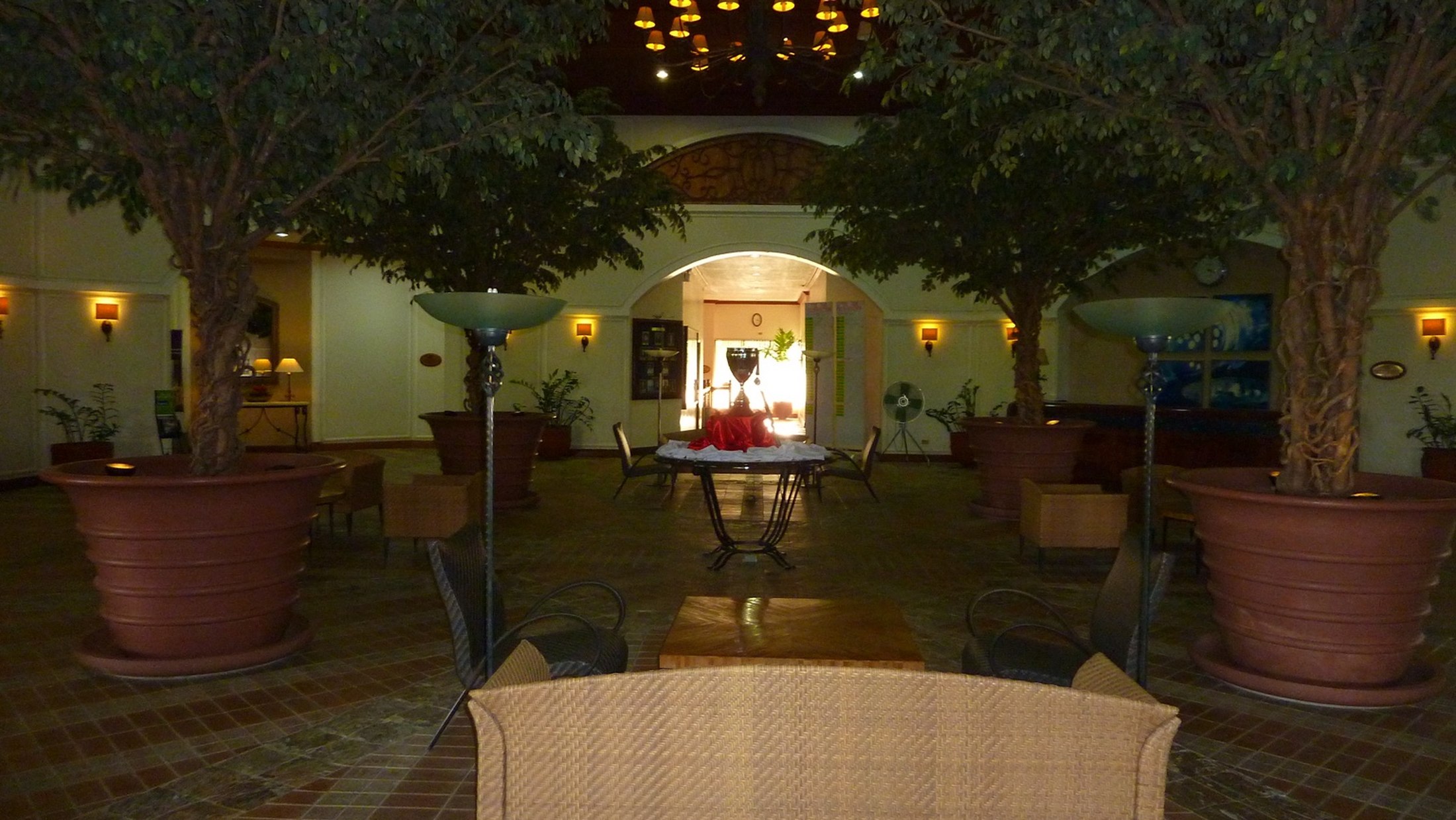 Golf clubhouse evening interior