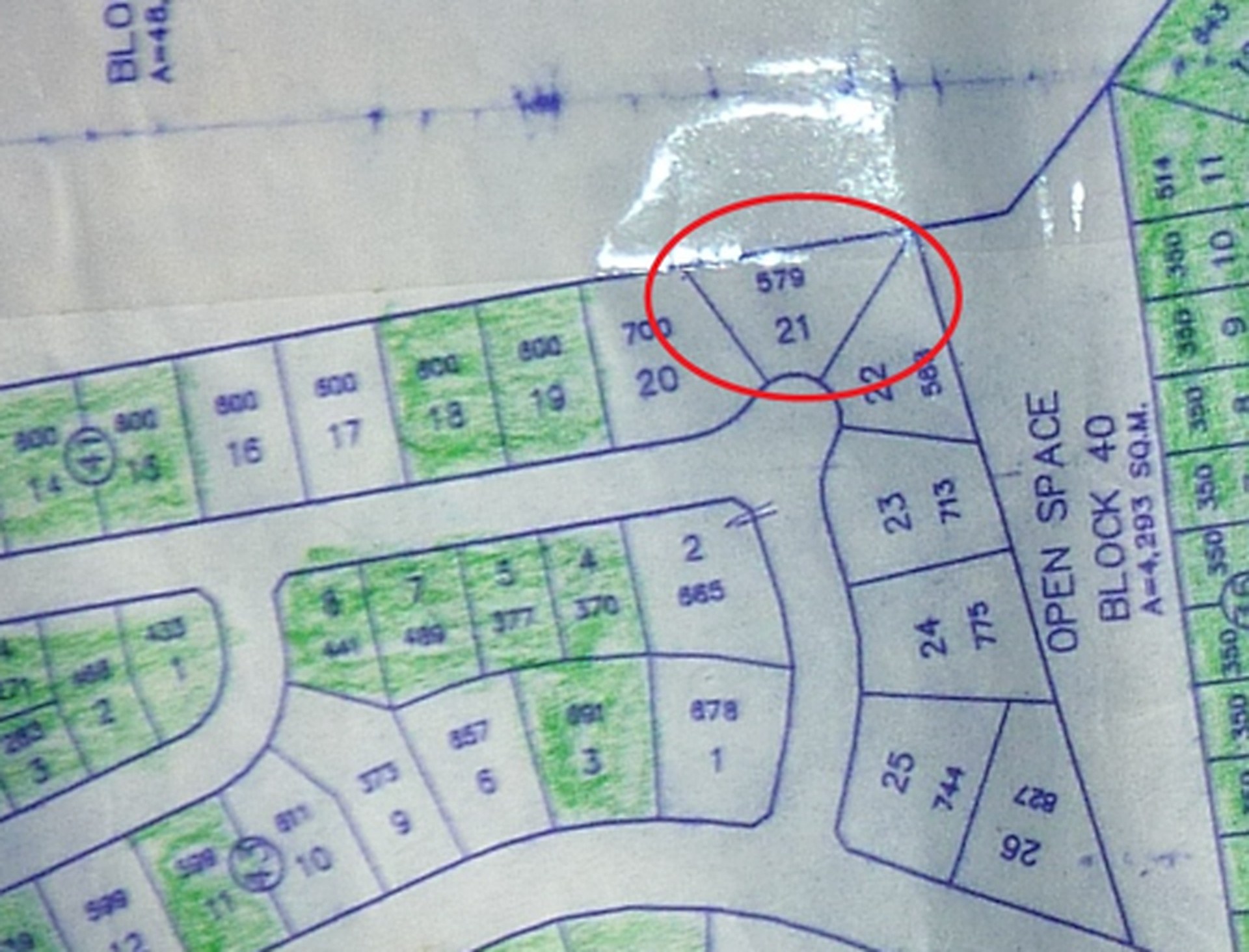 Lot plan showing Block 41 Lot 21 with 579 sqm area